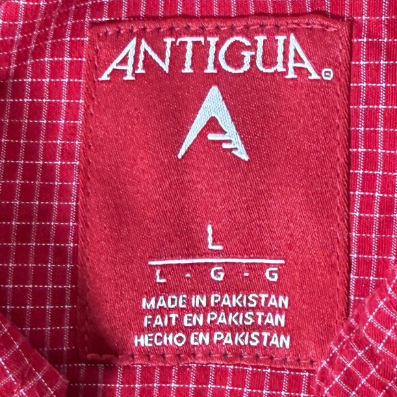 Nebraska Antigua Long Sleeve Button Up Shirt Red & White Nebraska Logo Sz Large - Picture 2 of 6